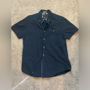 Denim and Flower Ricky Singh Navy Blue Polka Dots Short Sleeve Shirt